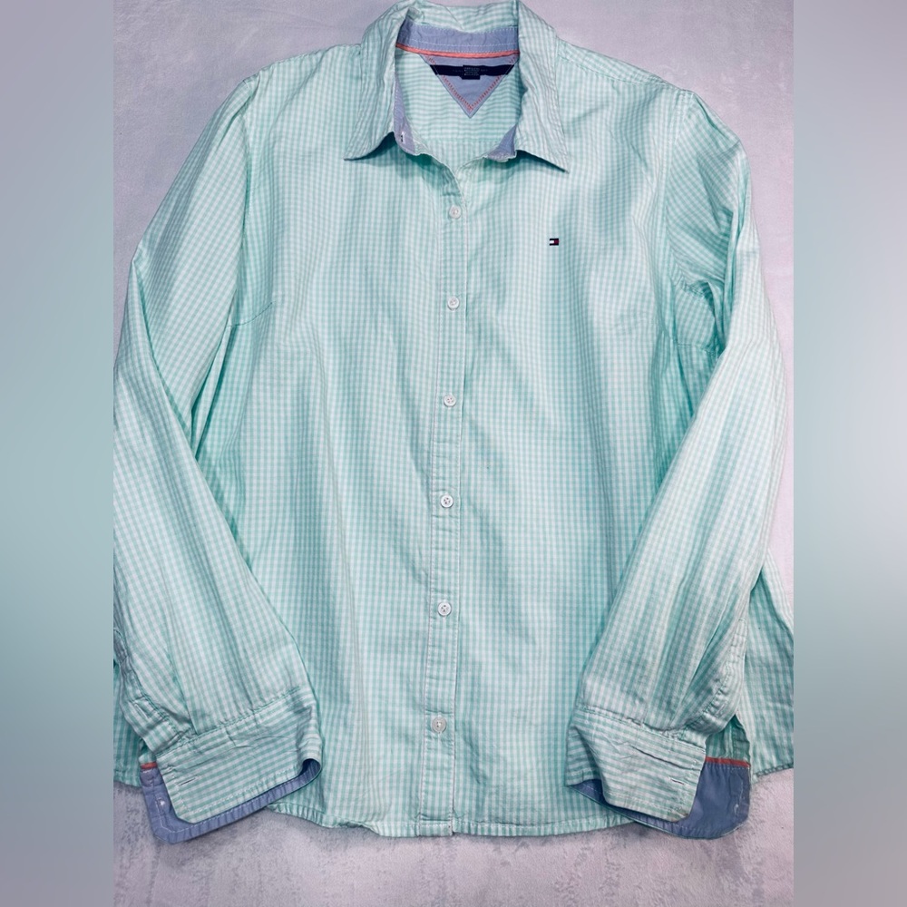 Tommy‎ Hilfiger Long Sleeve Green Checkered Button Down Shirt Mens Size XL